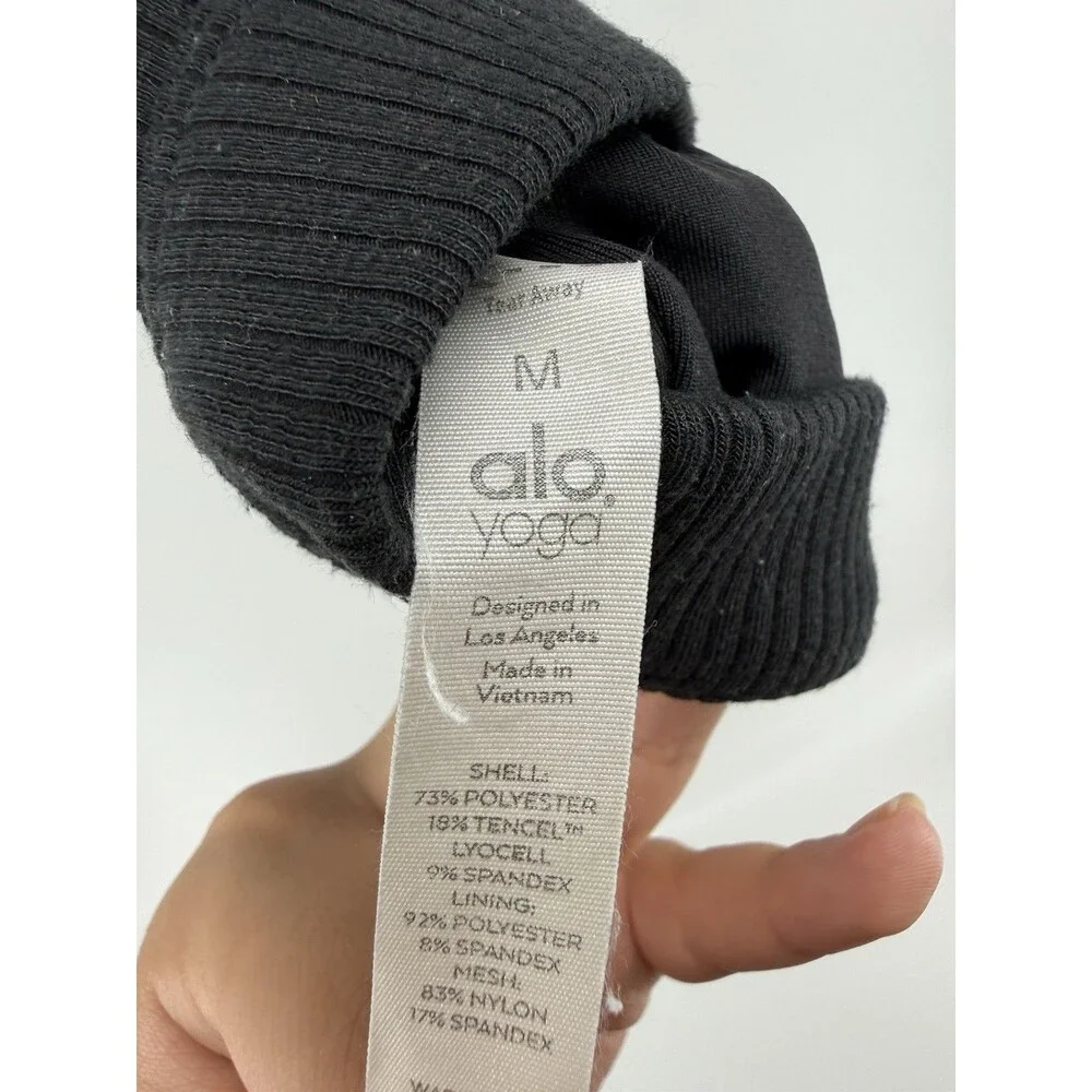 Alo Yoga Wellness Bra Black Ribbed Scoop Neck Sports Bra Size M